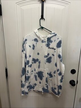 Hurley White and Navy Tie-Dye Pullover Hoodie